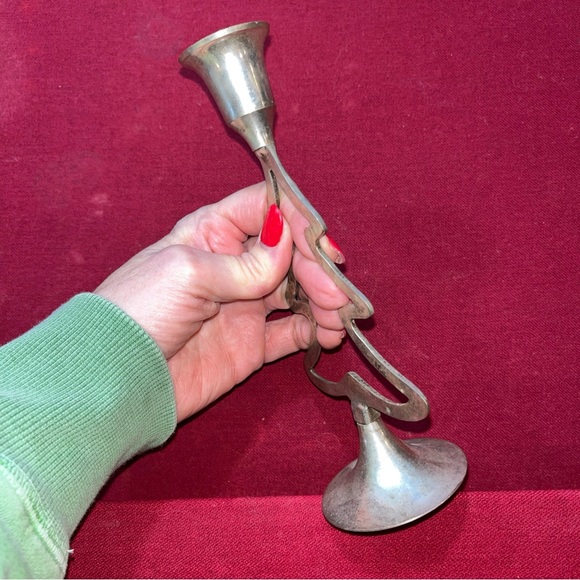 Christmas Tree SILVER Plated Tree Candlestick Holder Vtg International Silver Co - Picture 2 of 11